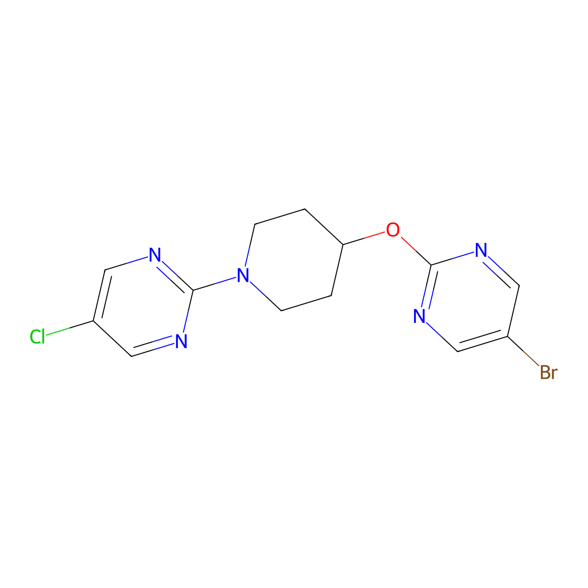 2-{4-[(5-Bromopyrimidin-2-yl)oxy]piperidin-1-yl}-5-chloropyrimidine molecular structure, CAS 2380097-01-6