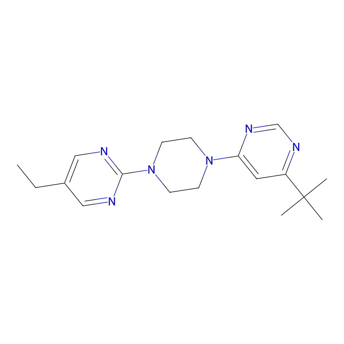 4-Tert-butyl-6-[4-(5-ethylpyrimidin-2-yl)piperazin-1-yl]pyrimidine molecular structure, CAS 2380097-03-8