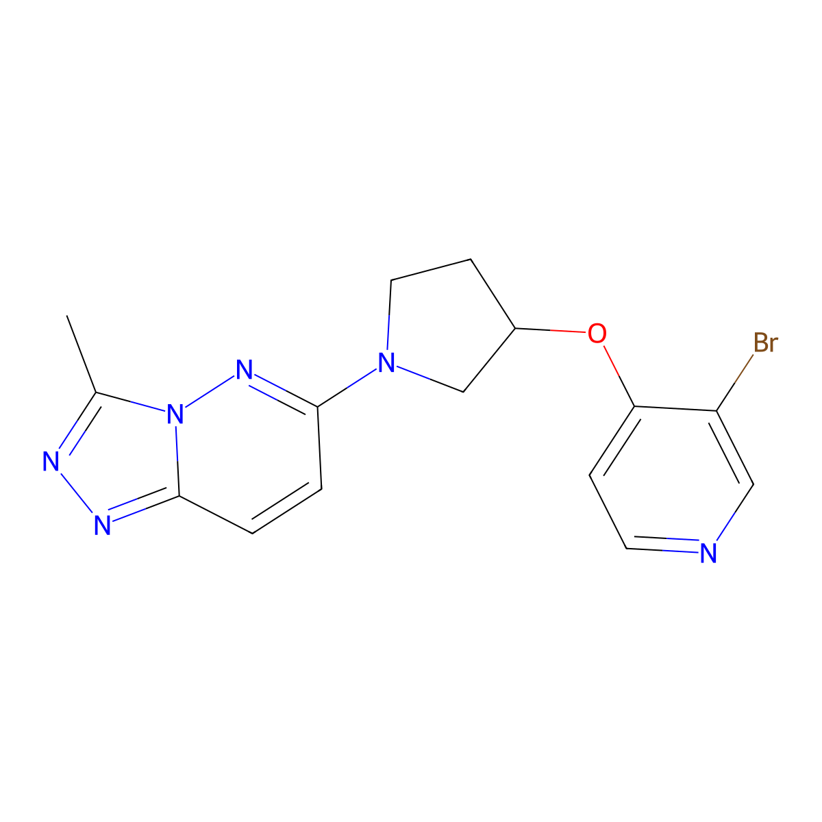 3-Bromo-4-[(1-{3-methyl-[1,2,4]triazolo[4,3-b]pyridazin-6-yl}pyrrolidin-3-yl)oxy]pyridine molecular structure, CAS 2380097-04-9