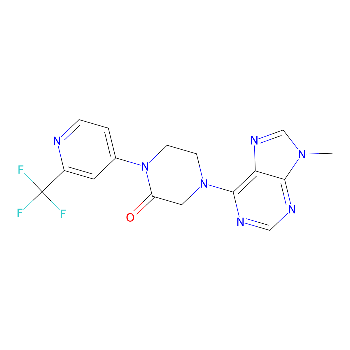 4-(9-methyl-9H-purin-6-yl)-1-[2-(trifluoromethyl)pyridin-4-yl]piperazin-2-one molecular structure, CAS 2380097-06-1