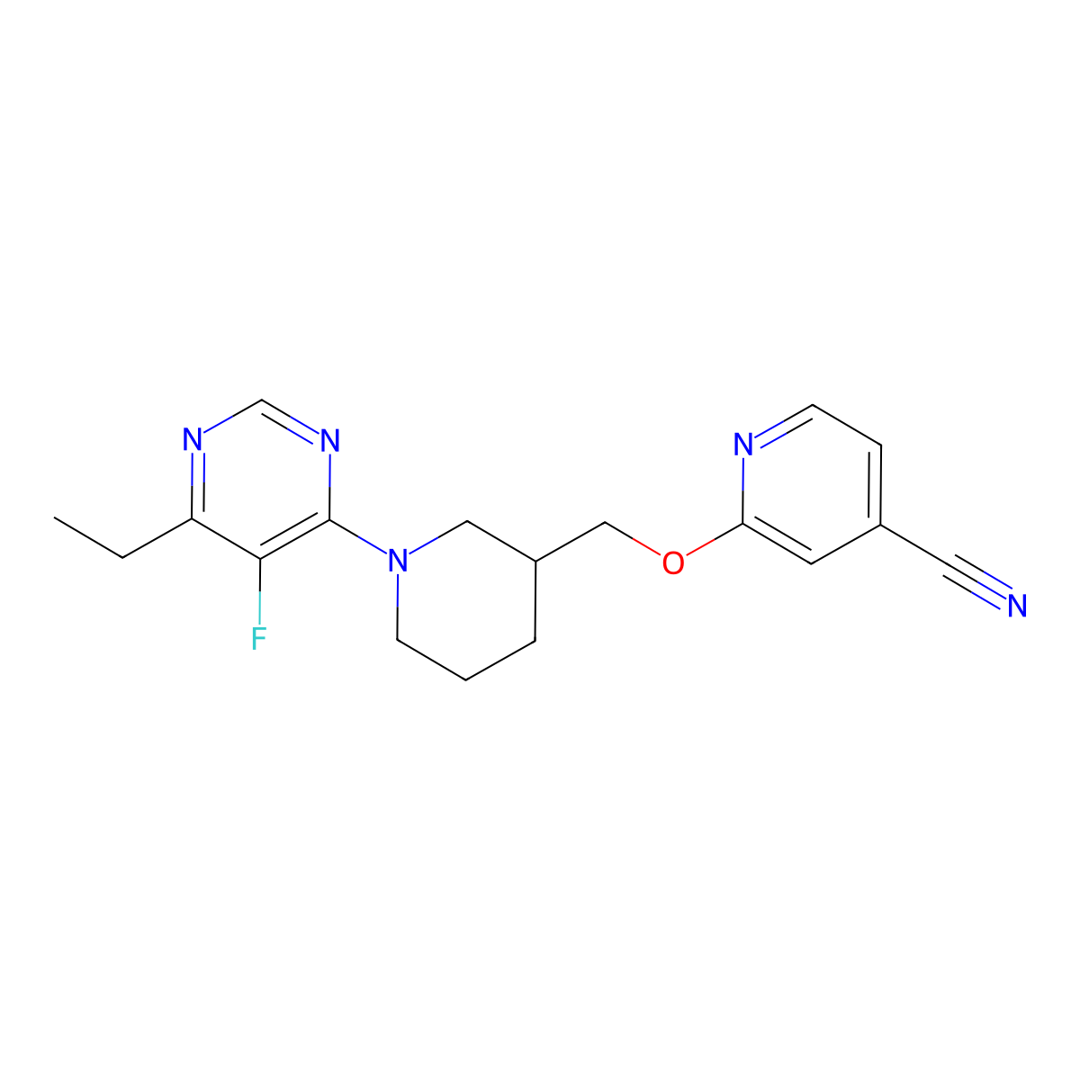 2-[[1-(6-Ethyl-5-fluoropyrimidin-4-yl)piperidin-3-yl]methoxy]pyridine-4-carbonitrile molecular structure, CAS 2380097-11-8
