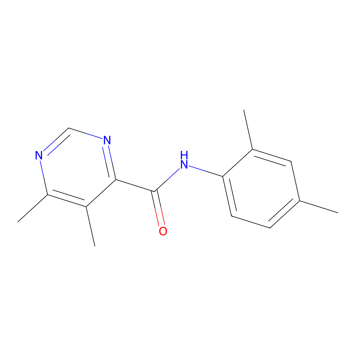 N-(2,4-Dimethylphenyl)-5,6-dimethylpyrimidine-4-carboxamide molecular structure, CAS 2380097-12-9