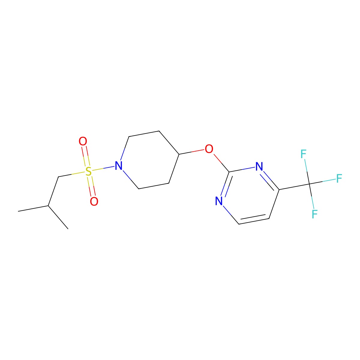 2-{[1-(2-Methylpropanesulfonyl)piperidin-4-yl]oxy}-4-(trifluoromethyl)pyrimidine molecular structure, CAS 2380097-15-2