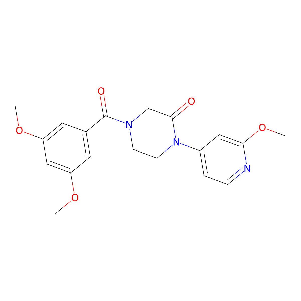 4-(3,5-Dimethoxybenzoyl)-1-(2-methoxypyridin-4-yl)piperazin-2-one molecular structure, CAS 2380097-16-3