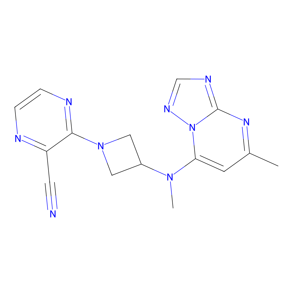 3-[3-[Methyl-(5-methyl-[1,2,4]triazolo[1,5-a]pyrimidin-7-yl)amino]azetidin-1-yl]pyrazine-2-carbonitrile molecular structure, CAS 2380097-24-3