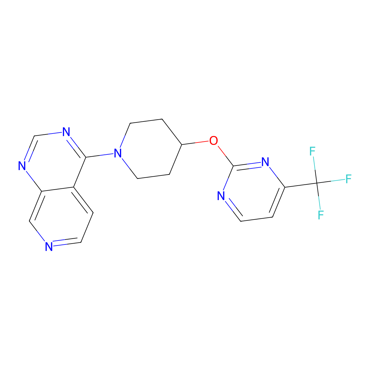 2-[(1-{Pyrido[3,4-d]pyrimidin-4-yl}piperidin-4-yl)oxy]-4-(trifluoromethyl)pyrimidine molecular structure, CAS 2380097-27-6