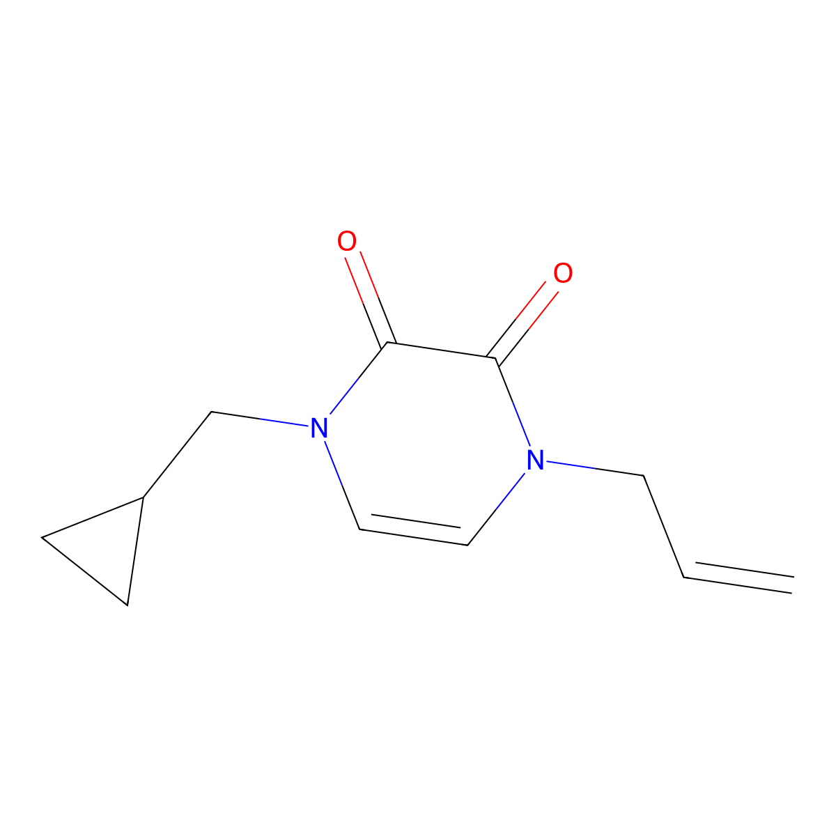 1-(Cyclopropylmethyl)-4-prop-2-enylpyrazine-2,3-dione molecular structure, CAS 2380097-34-5