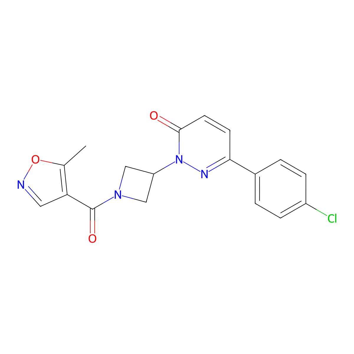 6-(4-Chlorophenyl)-2-[1-(5-methyl-1,2-oxazole-4-carbonyl)azetidin-3-yl]-2,3-dihydropyridazin-3-one molecular structure, CAS 2380097-45-8