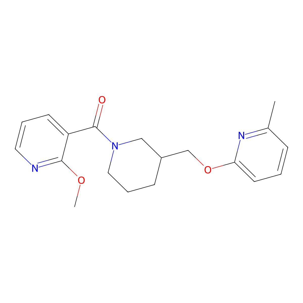 2-Methoxy-3-(3-{[(6-methylpyridin-2-yl)oxy]methyl}piperidine-1-carbonyl)pyridine molecular structure, CAS 2380097-47-0