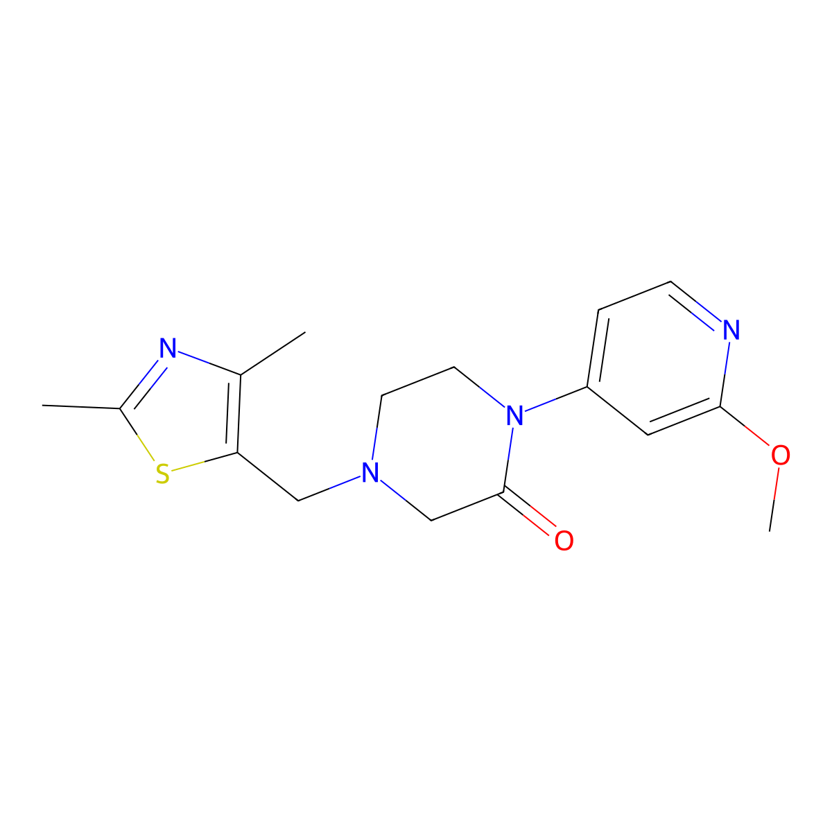 4-[(2,4-Dimethyl-1,3-thiazol-5-yl)methyl]-1-(2-methoxypyridin-4-yl)piperazin-2-one molecular structure, CAS 2380097-54-9