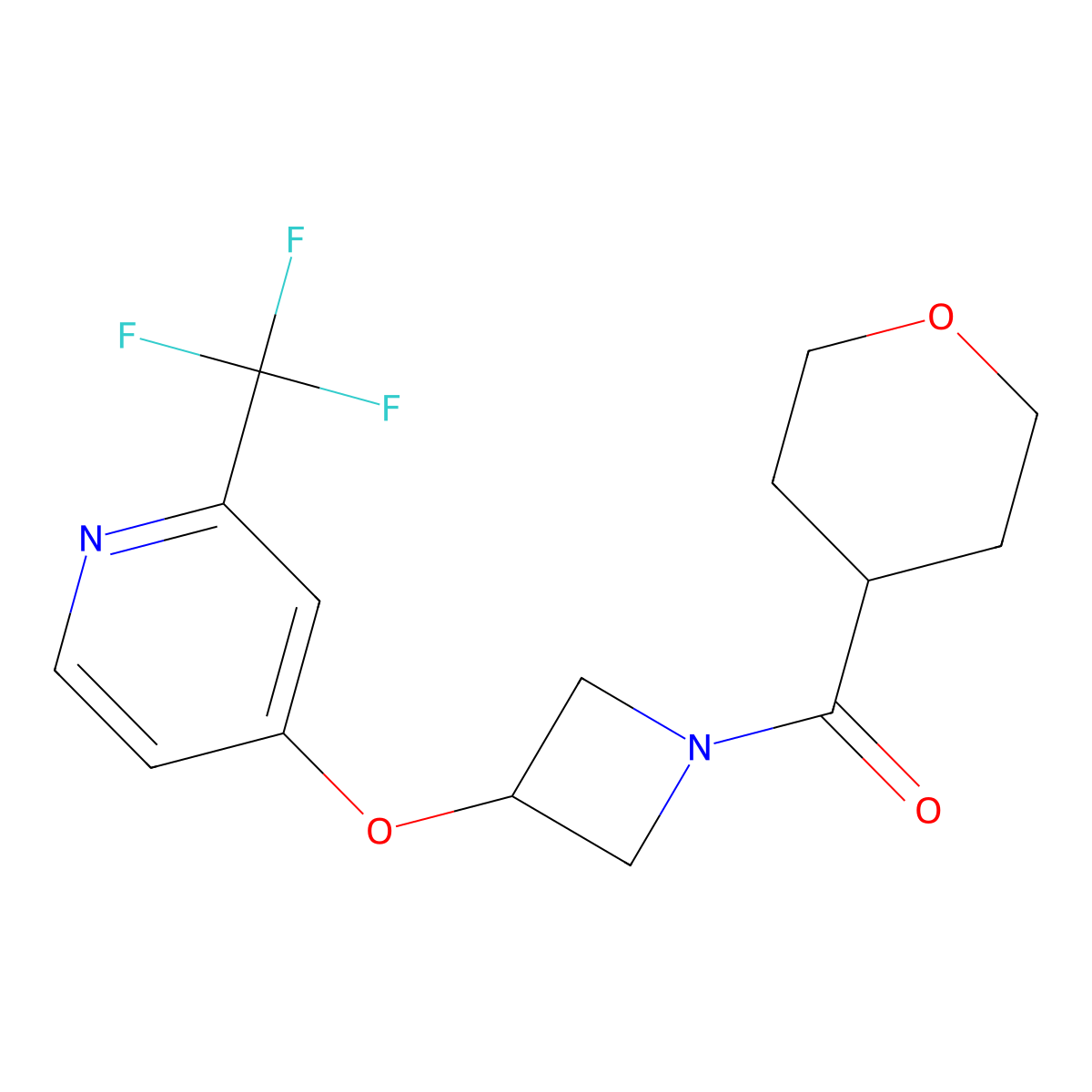4-{[1-(Oxane-4-carbonyl)azetidin-3-yl]oxy}-2-(trifluoromethyl)pyridine molecular structure, CAS 2380097-62-9