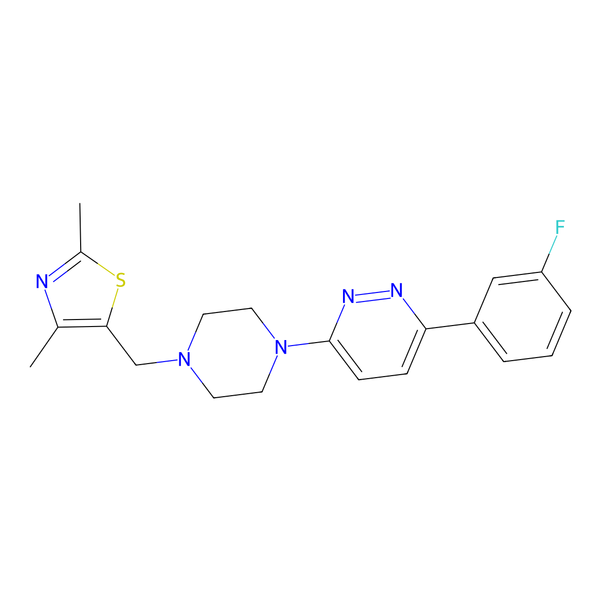 3-{4-[(2,4-Dimethyl-1,3-thiazol-5-yl)methyl]piperazin-1-yl}-6-(3-fluorophenyl)pyridazine molecular structure, CAS 2380097-65-2