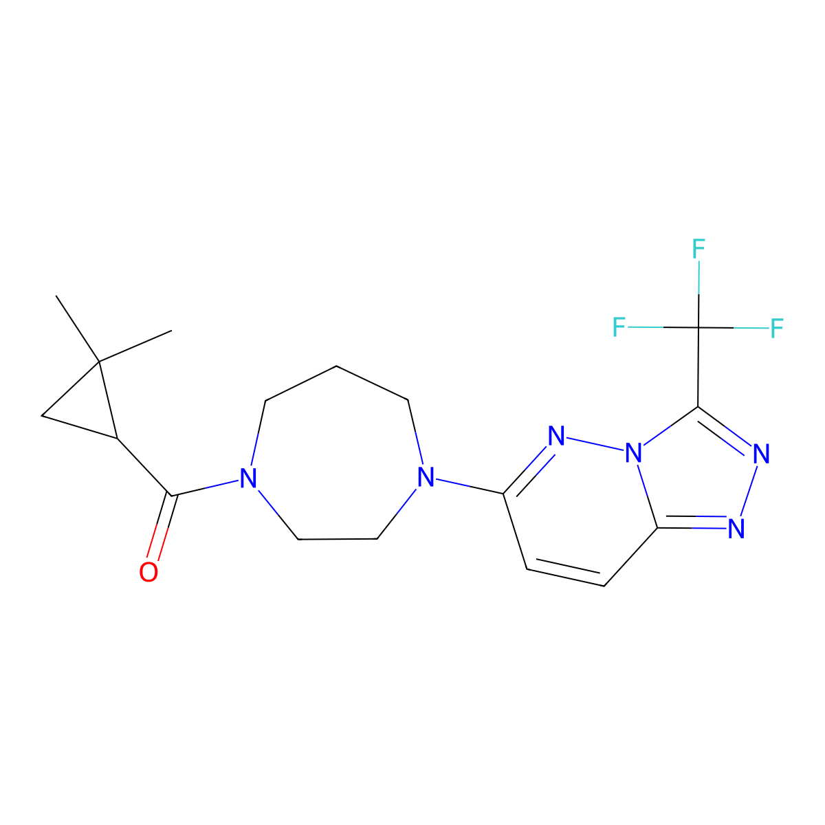 1-(2,2-Dimethylcyclopropanecarbonyl)-4-[3-(trifluoromethyl)-[1,2,4]triazolo[4,3-b]pyridazin-6-yl]-1,4-diazepane molecular structure, CAS 2380097-70-9