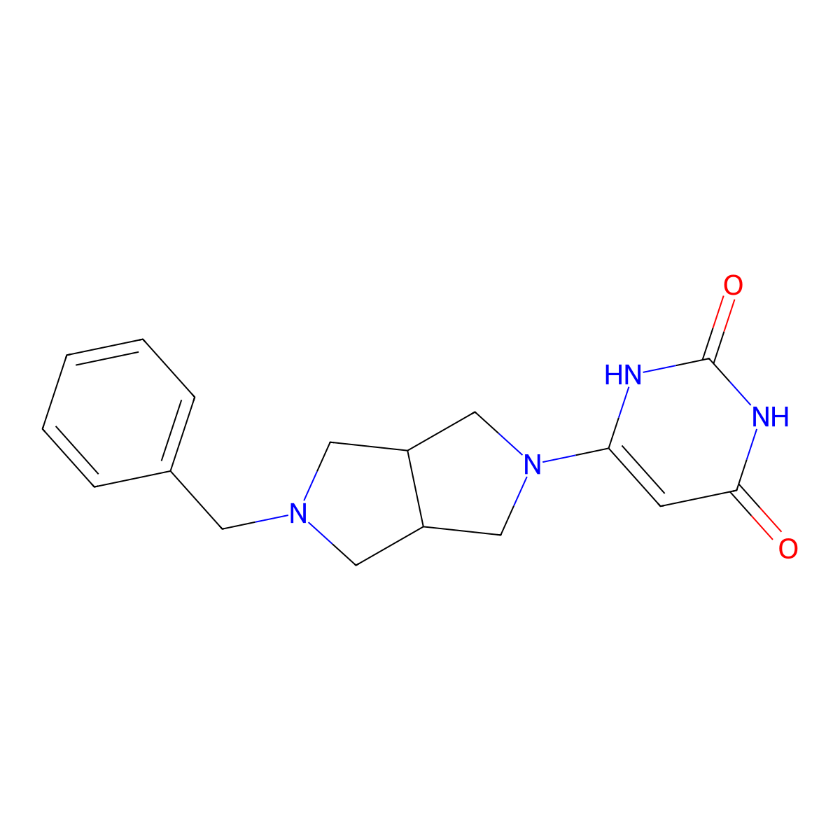 6-{5-Benzyl-octahydropyrrolo[3,4-c]pyrrol-2-yl}-1,2,3,4-tetrahydropyrimidine-2,4-dione molecular structure, CAS 2380097-73-2