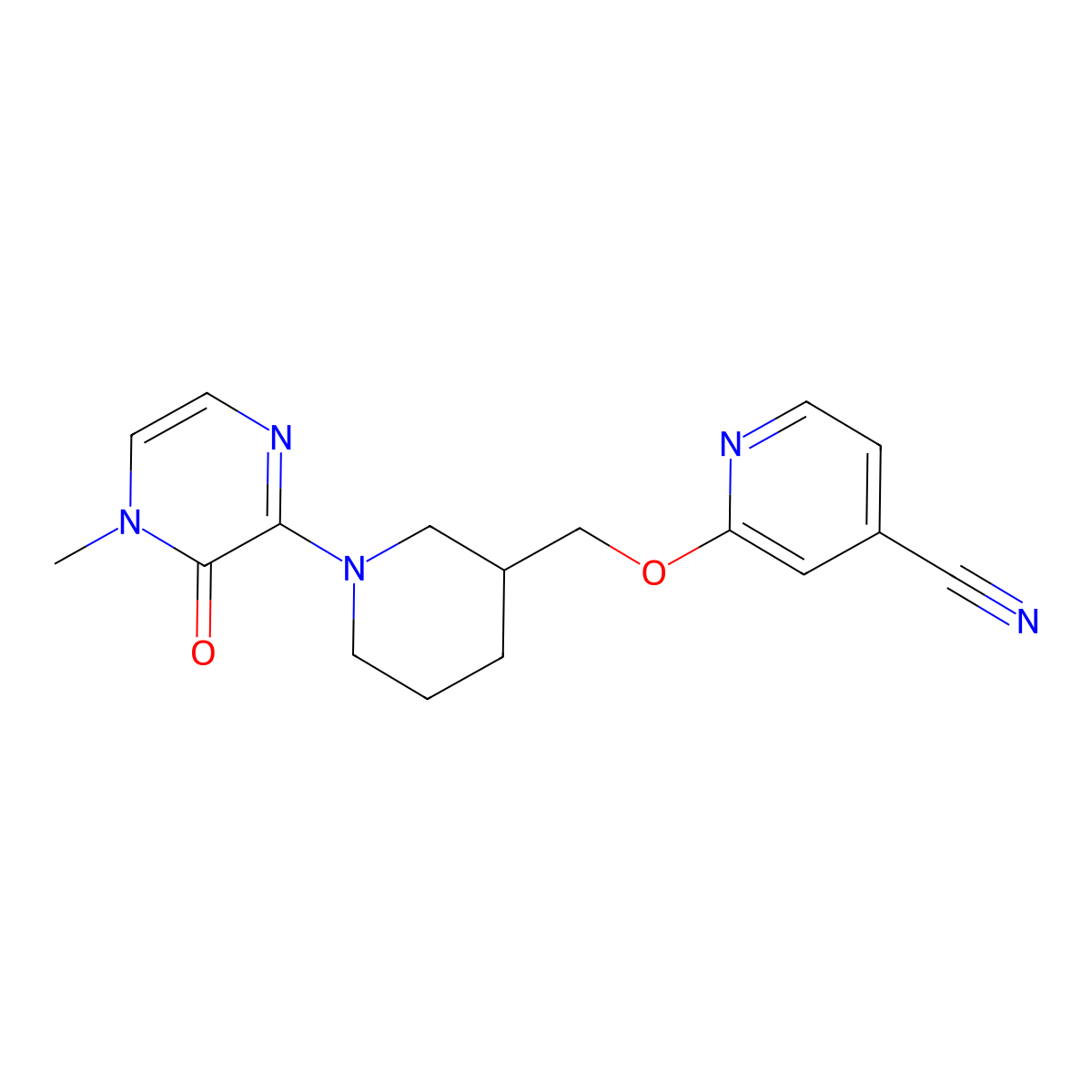 2-{[1-(4-Methyl-3-oxo-3,4-dihydropyrazin-2-yl)piperidin-3-yl]methoxy}pyridine-4-carbonitrile molecular structure, CAS 2380097-75-4
