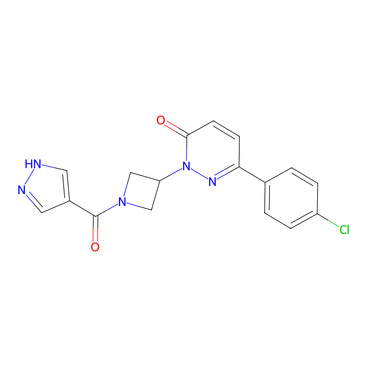 6-(4-chlorophenyl)-2-[1-(1H-pyrazole-4-carbonyl)azetidin-3-yl]-2,3-dihydropyridazin-3-one molecular structure, CAS 2380097-77-6