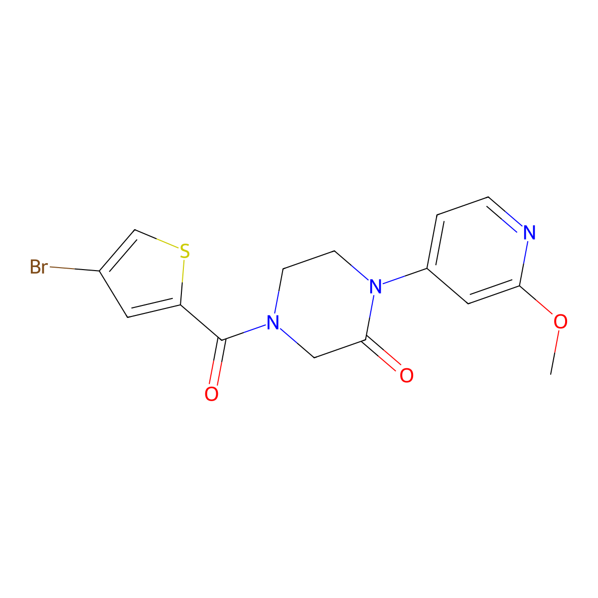 4-(4-Bromothiophene-2-carbonyl)-1-(2-methoxypyridin-4-yl)piperazin-2-one molecular structure, CAS 2380097-81-2