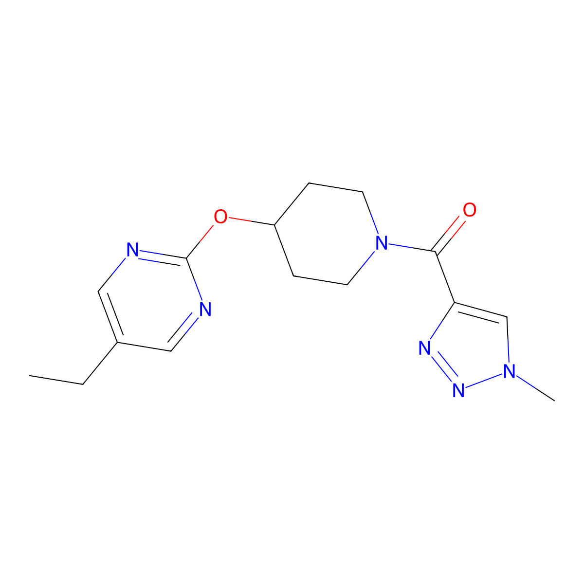 5-ethyl-2-{[1-(1-methyl-1H-1,2,3-triazole-4-carbonyl)piperidin-4-yl]oxy}pyrimidine molecular structure, CAS 2380097-82-3