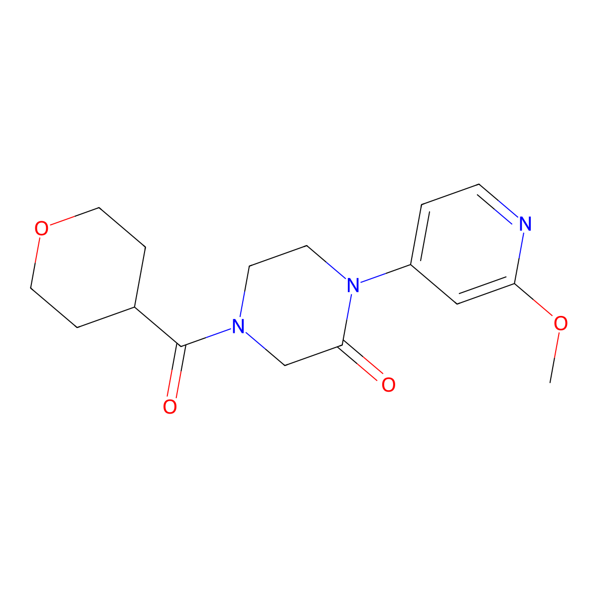 1-(2-Methoxypyridin-4-yl)-4-(oxane-4-carbonyl)piperazin-2-one molecular structure, CAS 2380097-83-4