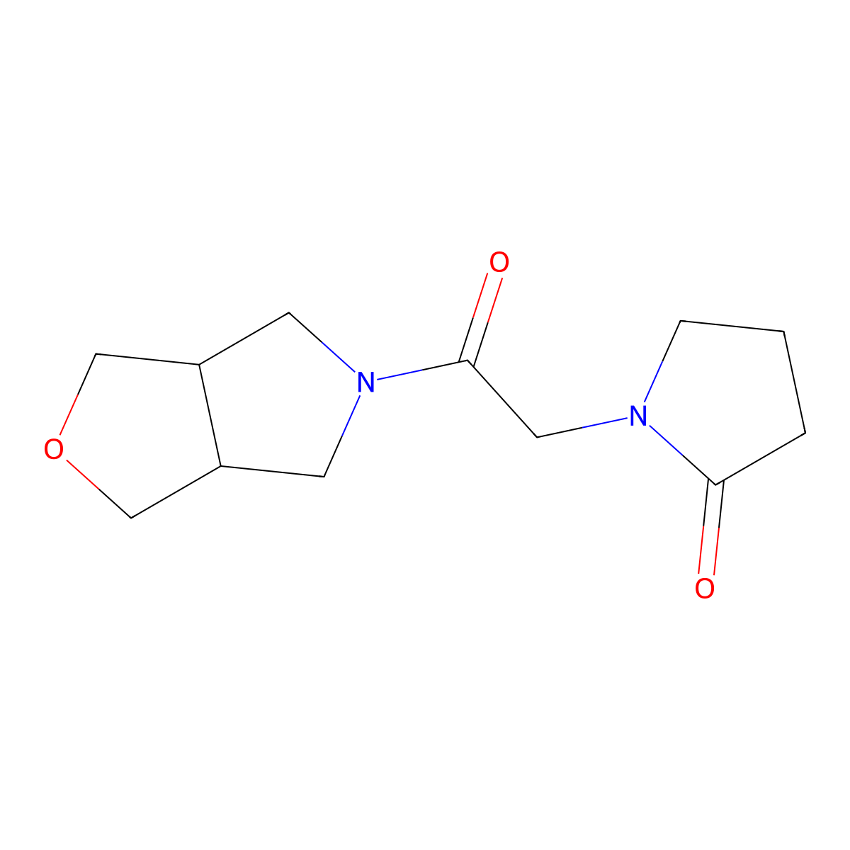 1-(2-{hexahydro-1H-furo[3,4-c]pyrrol-5-yl}-2-oxoethyl)pyrrolidin-2-one molecular structure, CAS 2380097-86-7