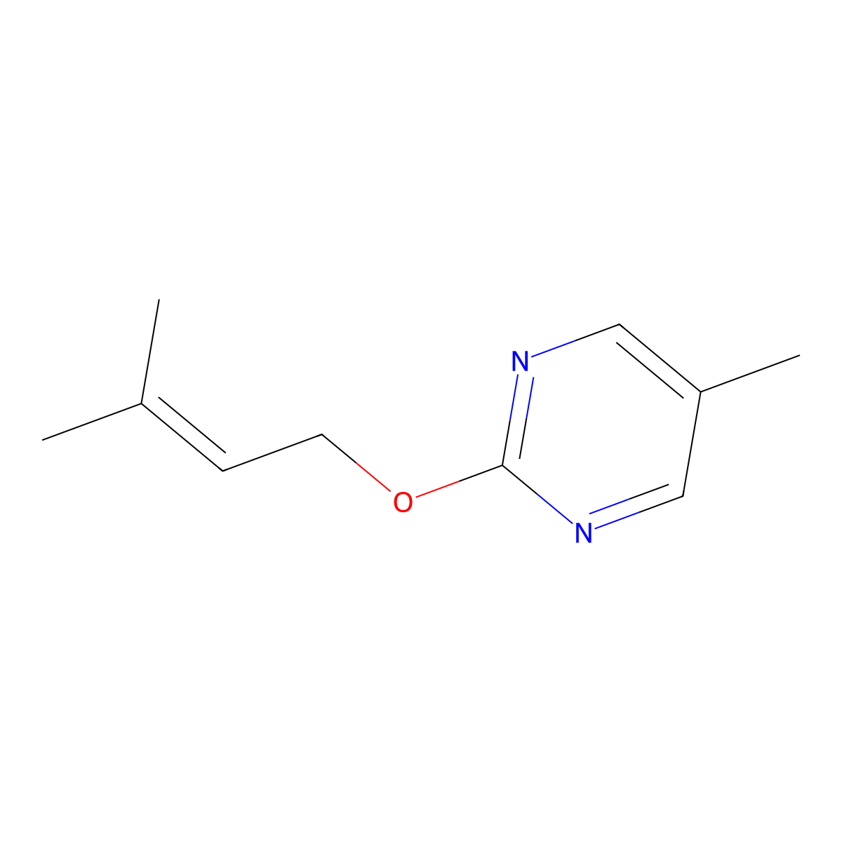 5-Methyl-2-[(3-methylbut-2-en-1-yl)oxy]pyrimidine molecular structure, CAS 2380097-87-8