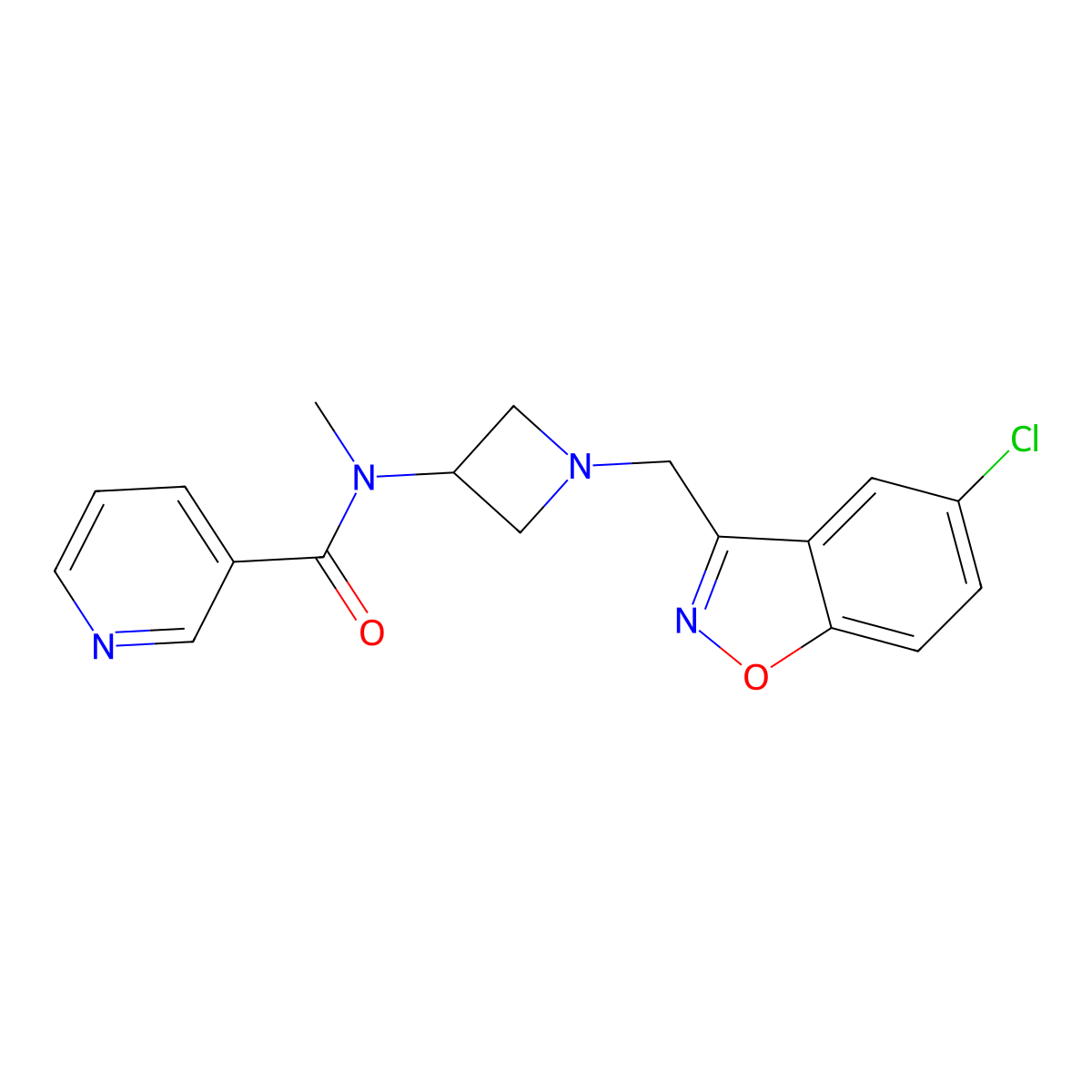 N-{1-[(5-chloro-1,2-benzoxazol-3-yl)methyl]azetidin-3-yl}-N-methylpyridine-3-carboxamide molecular structure, CAS 2380097-88-9