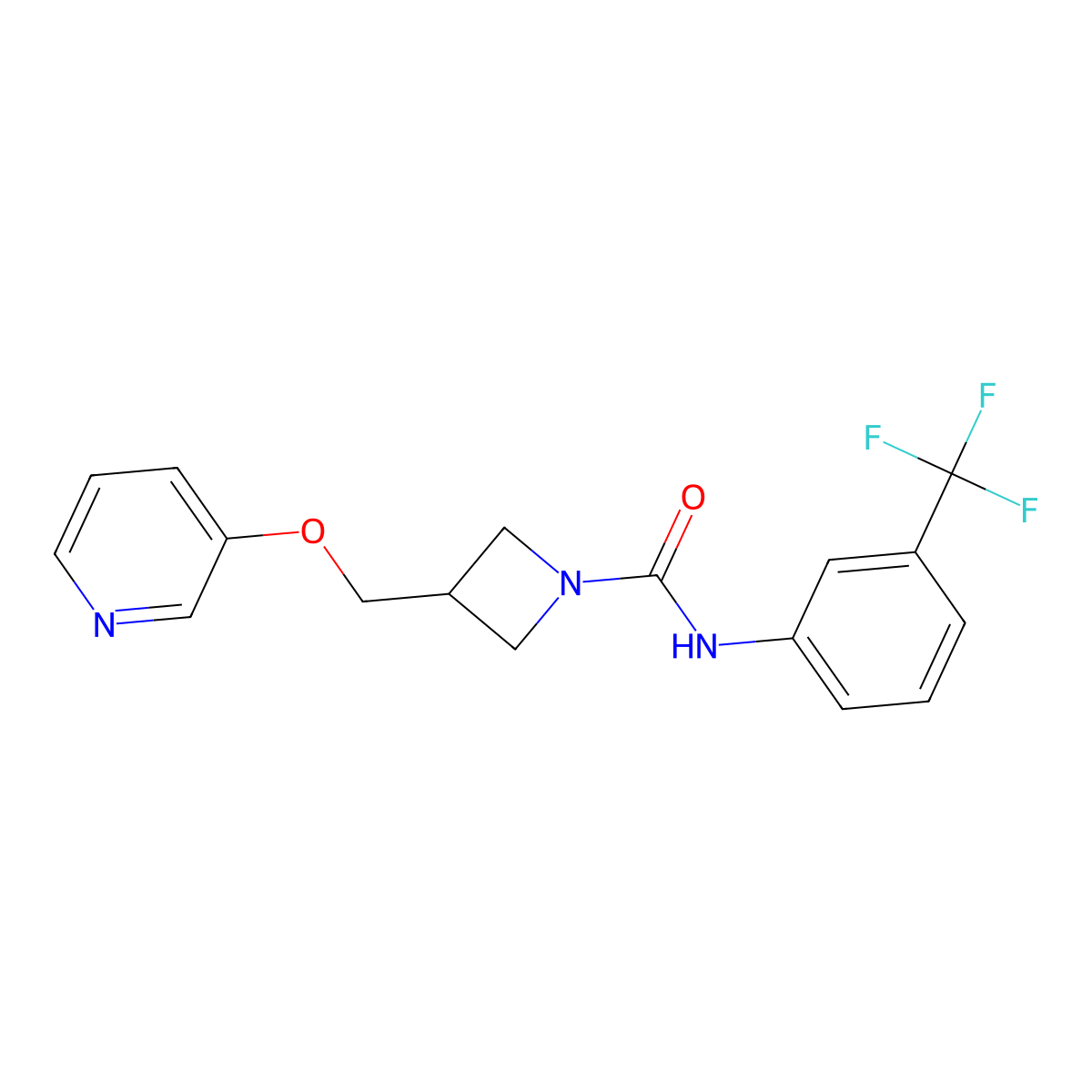 3-[(pyridin-3-yloxy)methyl]-N-[3-(trifluoromethyl)phenyl]azetidine-1-carboxamide molecular structure, CAS 2380097-93-6
