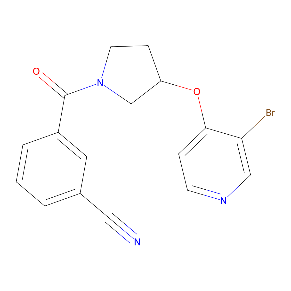 3-{3-[(3-Bromopyridin-4-yl)oxy]pyrrolidine-1-carbonyl}benzonitrile molecular structure, CAS 2380097-94-7