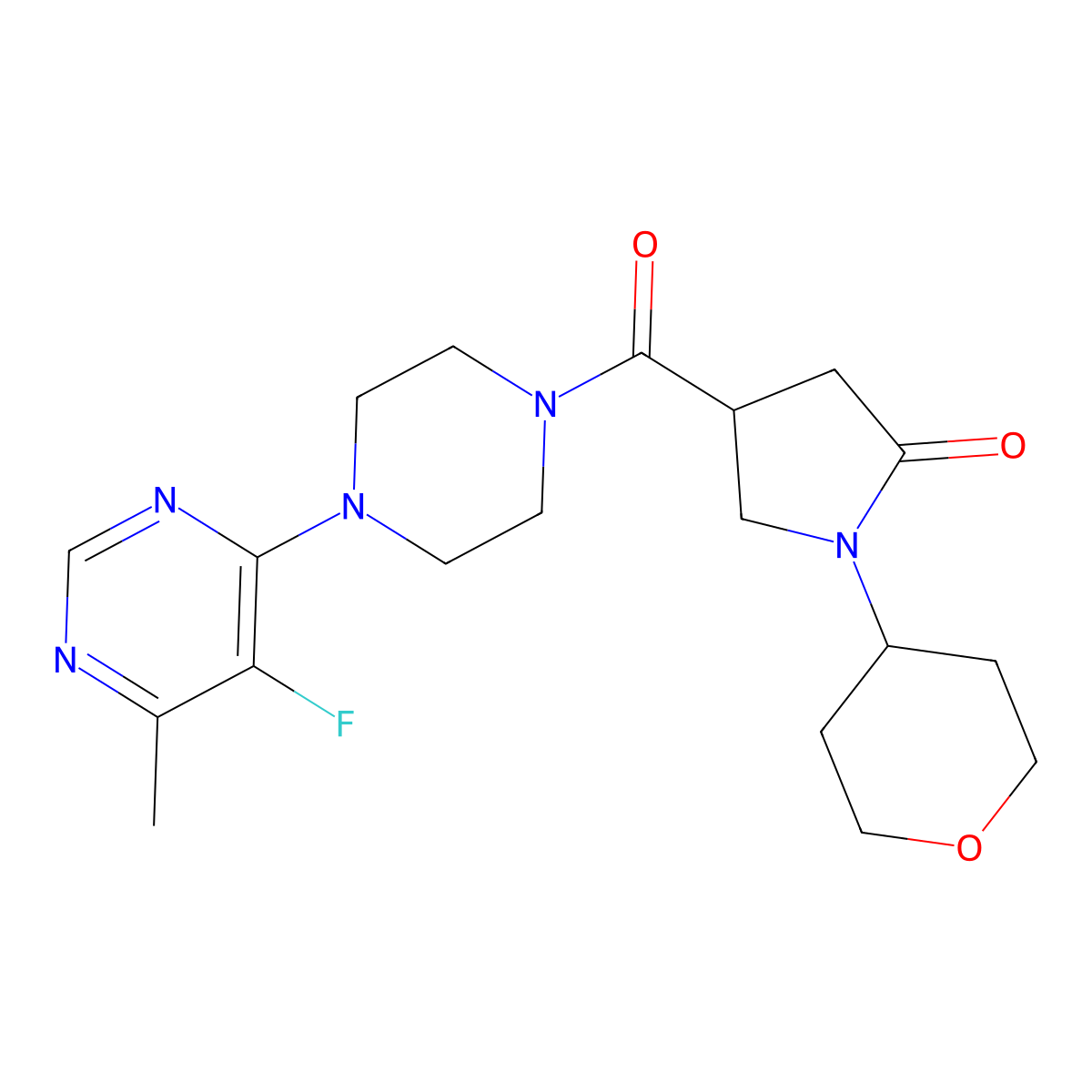 4-[4-(5-Fluoro-6-methylpyrimidin-4-yl)piperazine-1-carbonyl]-1-(oxan-4-yl)pyrrolidin-2-one molecular structure, CAS 2380097-97-0