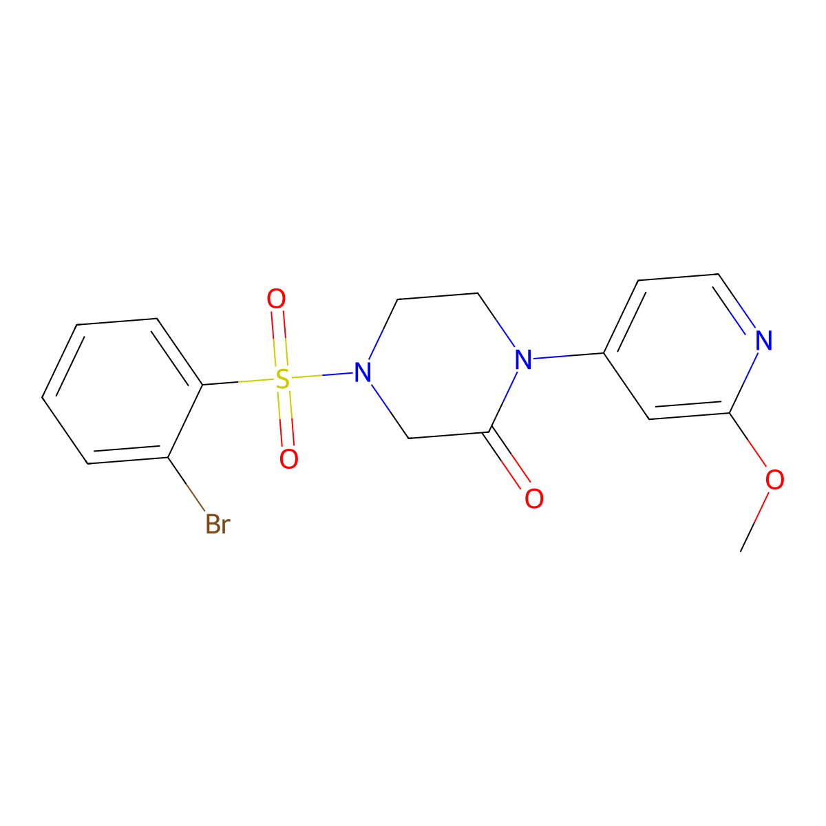 4-(2-Bromobenzenesulfonyl)-1-(2-methoxypyridin-4-yl)piperazin-2-one molecular structure, CAS 2380097-98-1