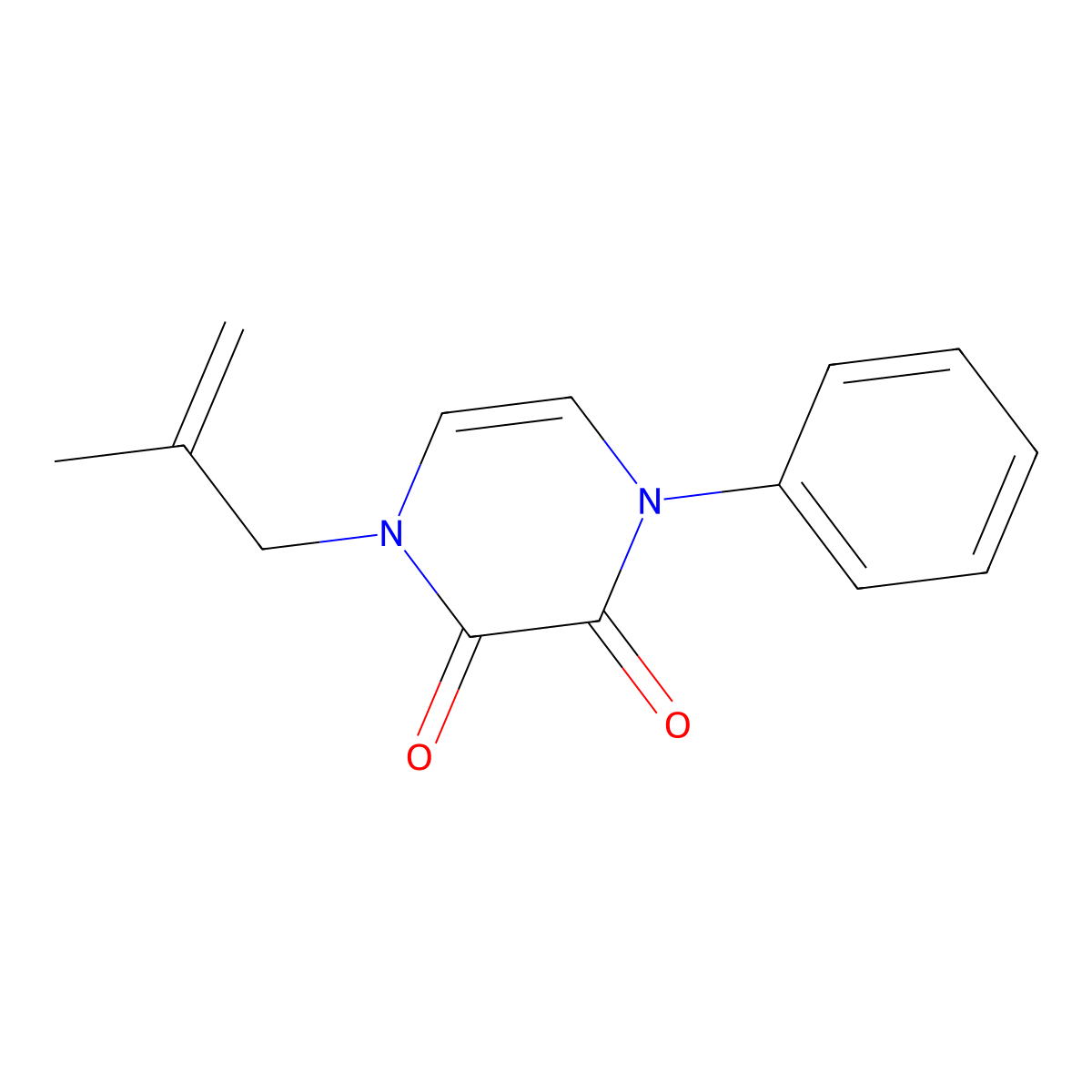 1-(2-Methylprop-2-en-1-yl)-4-phenyl-1,2,3,4-tetrahydropyrazine-2,3-dione molecular structure, CAS 2380097-99-2