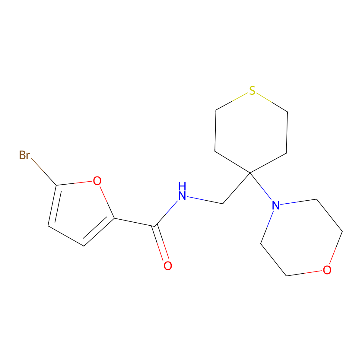 5-bromo-N-{[4-(morpholin-4-yl)thian-4-yl]methyl}furan-2-carboxamide molecular structure, CAS 2380098-01-9