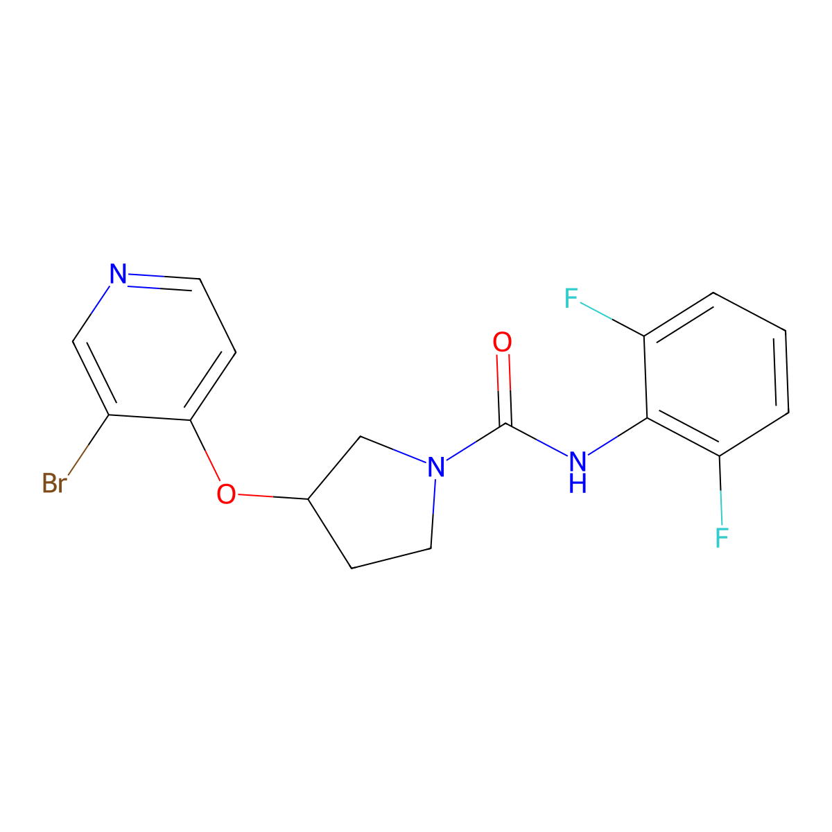 3-[(3-bromopyridin-4-yl)oxy]-N-(2,6-difluorophenyl)pyrrolidine-1-carboxamide molecular structure, CAS 2380098-05-3
