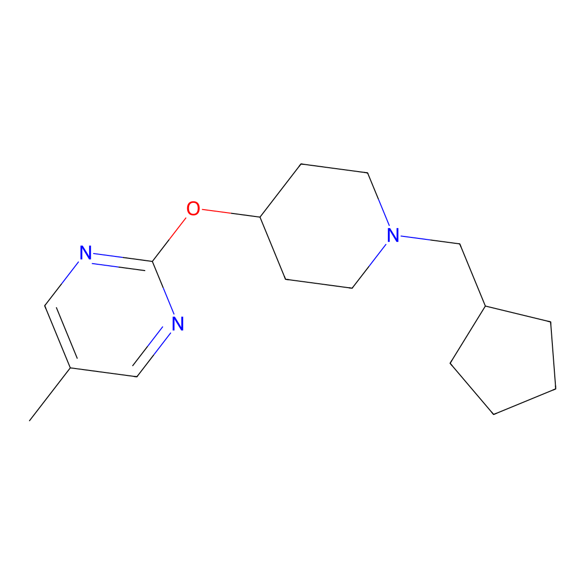 2-{[1-(Cyclopentylmethyl)piperidin-4-yl]oxy}-5-methylpyrimidine molecular structure, CAS 2380098-06-4