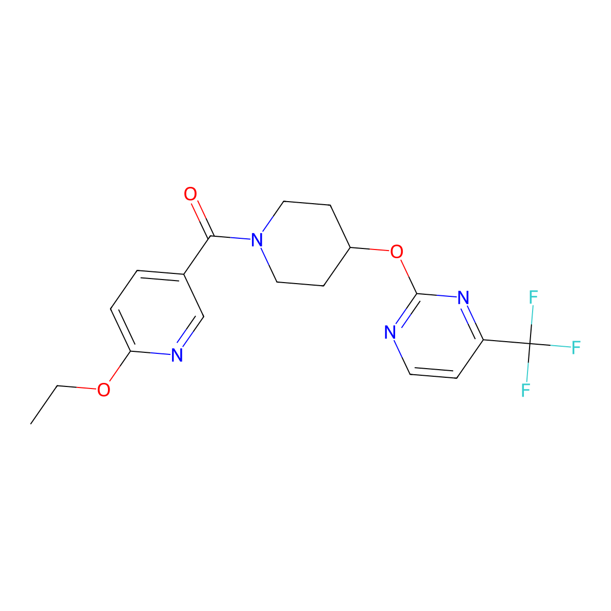 2-{[1-(6-Ethoxypyridine-3-carbonyl)piperidin-4-yl]oxy}-4-(trifluoromethyl)pyrimidine molecular structure, CAS 2380098-07-5