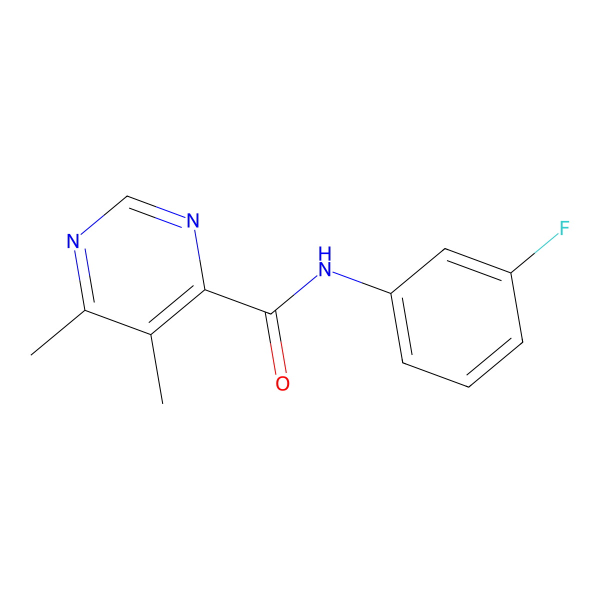 N-(3-Fluorophenyl)-5,6-dimethylpyrimidine-4-carboxamide molecular structure, CAS 2380098-10-0