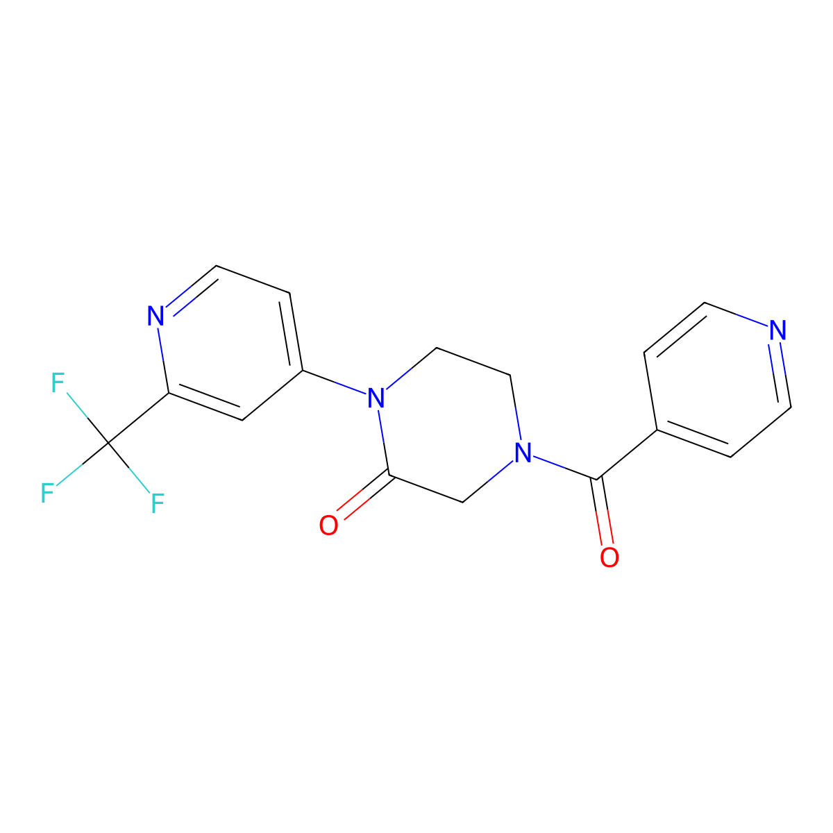 4-(Pyridine-4-carbonyl)-1-[2-(trifluoromethyl)pyridin-4-yl]piperazin-2-one molecular structure, CAS 2380098-18-8