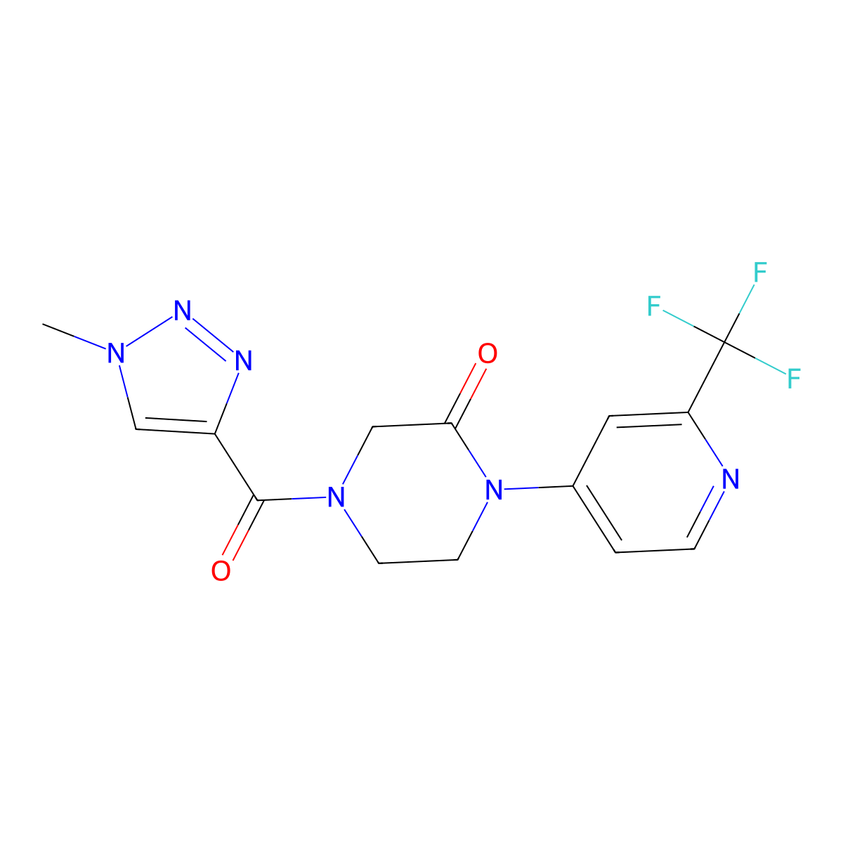 4-(1-methyl-1H-1,2,3-triazole-4-carbonyl)-1-[2-(trifluoromethyl)pyridin-4-yl]piperazin-2-one molecular structure, CAS 2380098-25-7