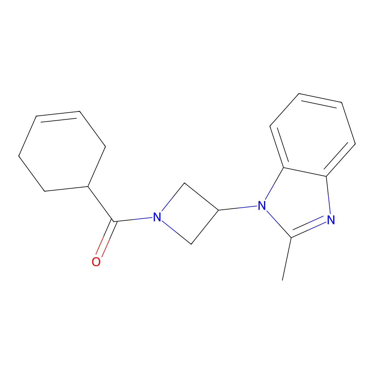 1-[1-(cyclohex-3-ene-1-carbonyl)azetidin-3-yl]-2-methyl-1H-1,3-benzodiazole molecular structure, CAS 2380098-30-4