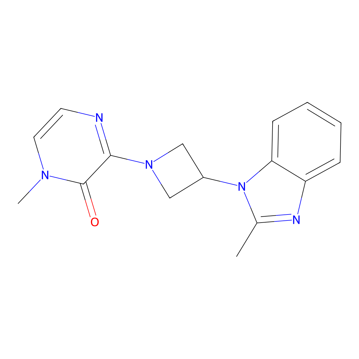 1-methyl-3-[3-(2-methyl-1H-1,3-benzodiazol-1-yl)azetidin-1-yl]-1,2-dihydropyrazin-2-one molecular structure, CAS 2380098-31-5
