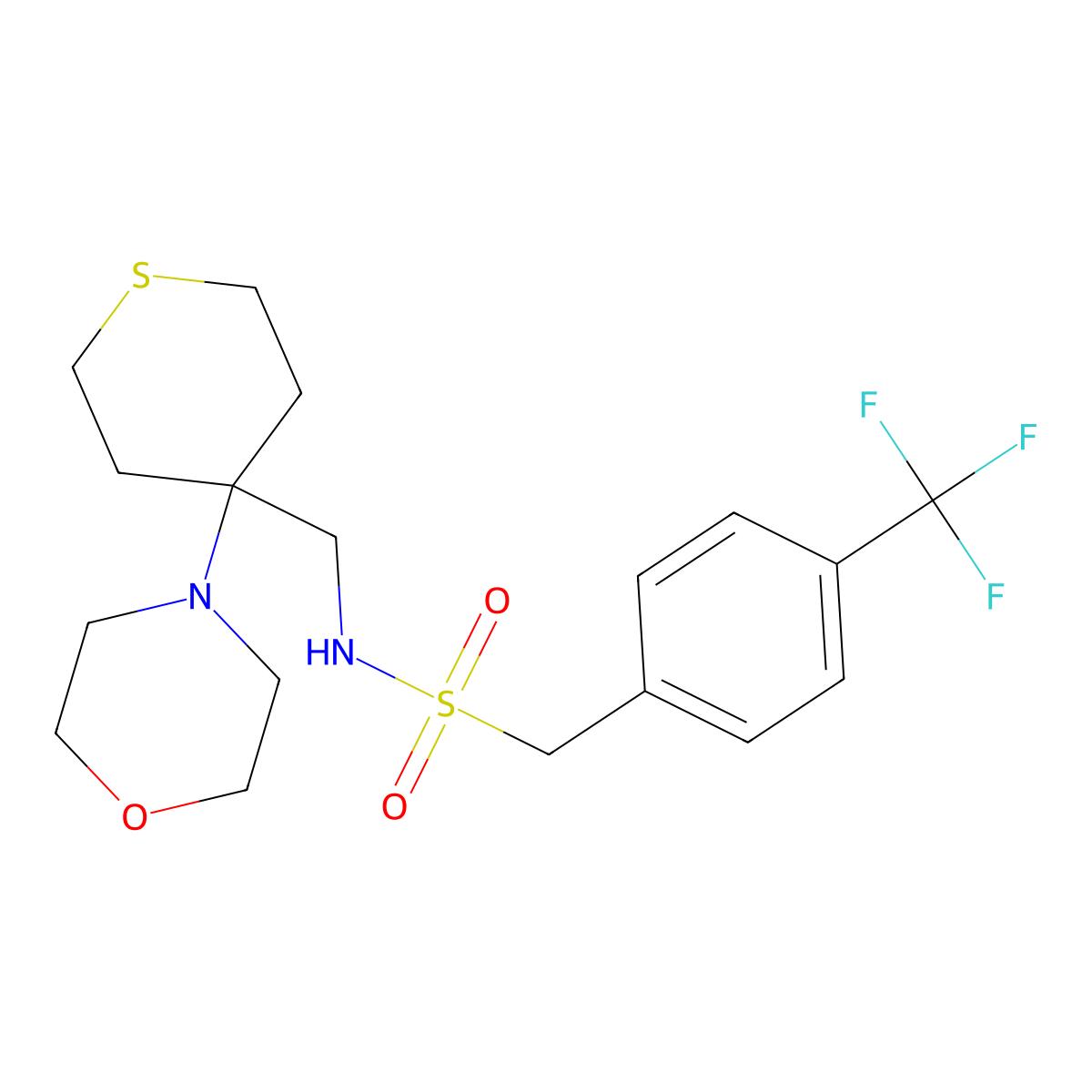 N-{[4-(morpholin-4-yl)thian-4-yl]methyl}-1-[4-(trifluoromethyl)phenyl]methanesulfonamide molecular structure, CAS 2380098-33-7