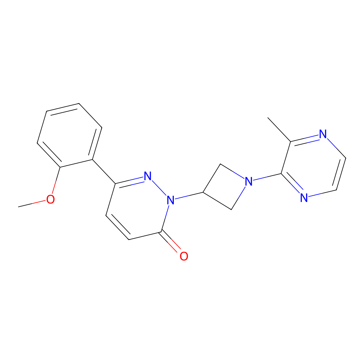 6-(2-Methoxyphenyl)-2-[1-(3-methylpyrazin-2-yl)azetidin-3-yl]-2,3-dihydropyridazin-3-one molecular structure, CAS 2380098-48-4