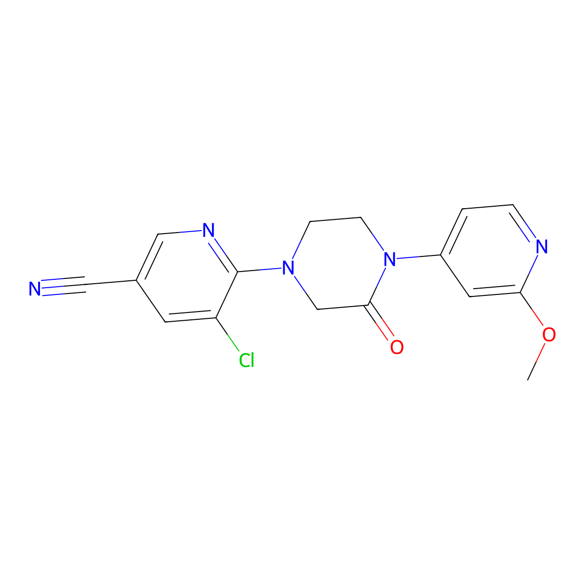 5-Chloro-6-[4-(2-methoxypyridin-4-yl)-3-oxopiperazin-1-yl]pyridine-3-carbonitrile molecular structure, CAS 2380098-50-8