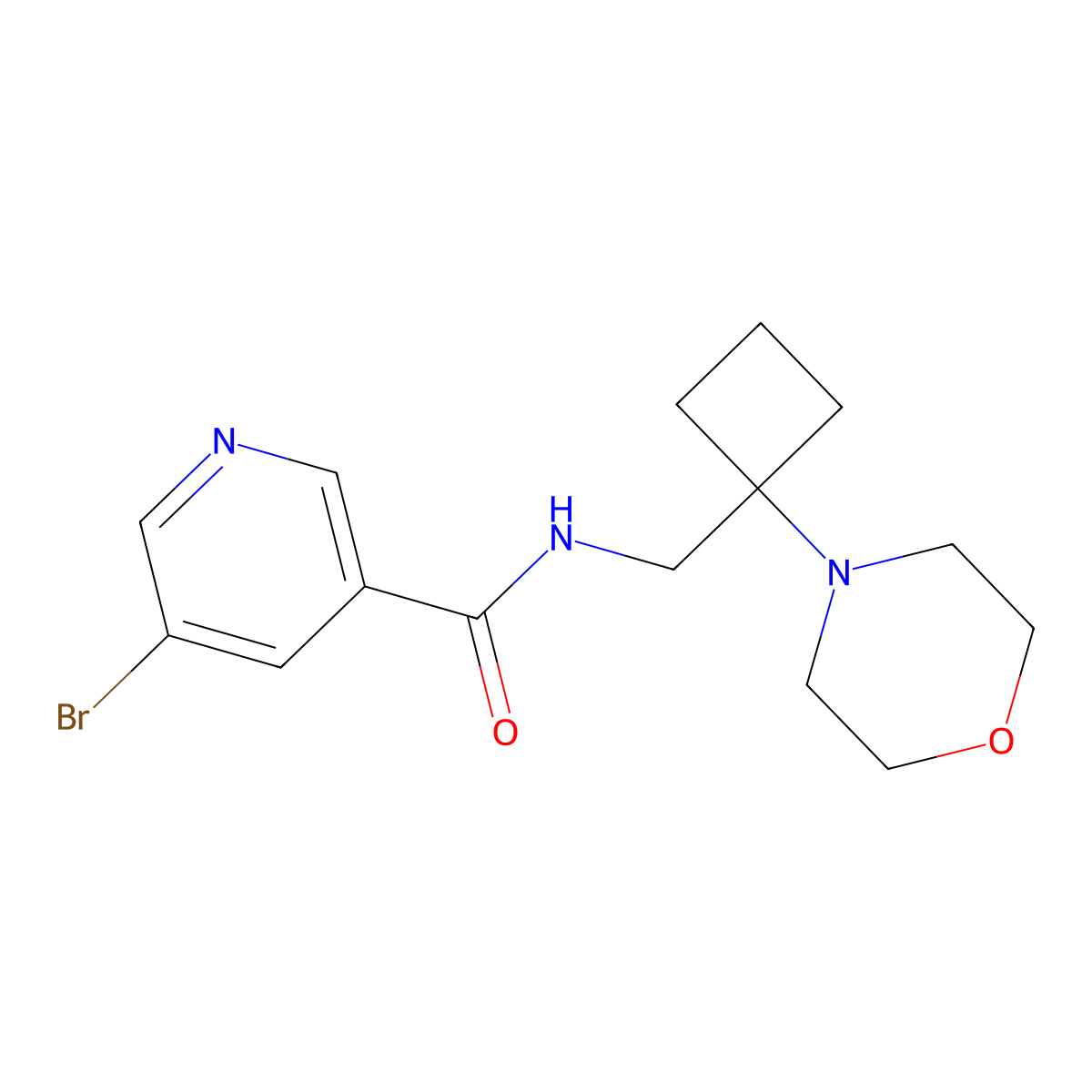 5-bromo-N-{[1-(morpholin-4-yl)cyclobutyl]methyl}pyridine-3-carboxamide molecular structure, CAS 2380098-60-0