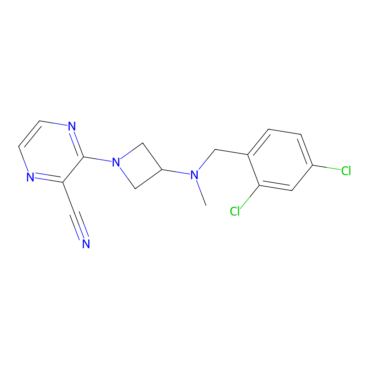 3-(3-{[(2,4-Dichlorophenyl)methyl](methyl)amino}azetidin-1-yl)pyrazine-2-carbonitrile molecular structure, CAS 2380098-62-2
