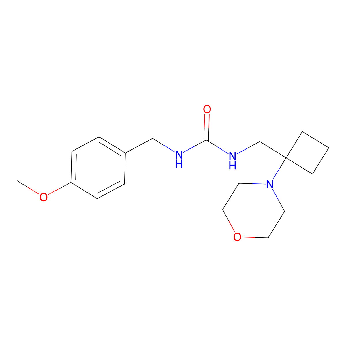 1-[(4-Methoxyphenyl)methyl]-3-{[1-(morpholin-4-yl)cyclobutyl]methyl}urea molecular structure, CAS 2380098-64-4