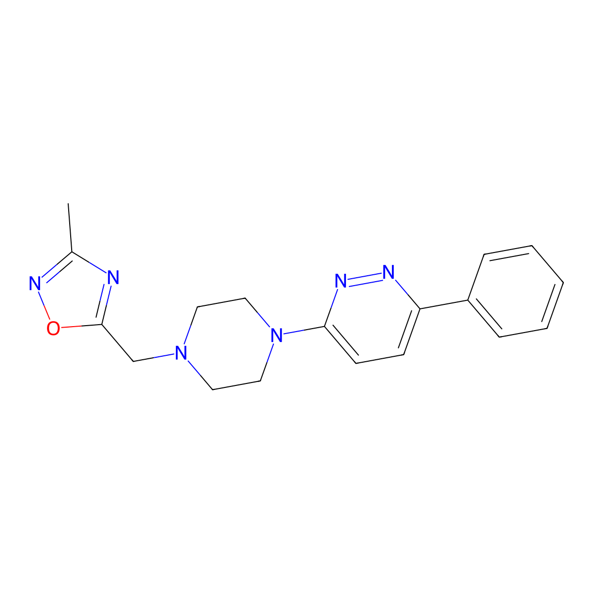 3-{4-[(3-Methyl-1,2,4-oxadiazol-5-yl)methyl]piperazin-1-yl}-6-phenylpyridazine molecular structure, CAS 2380098-65-5