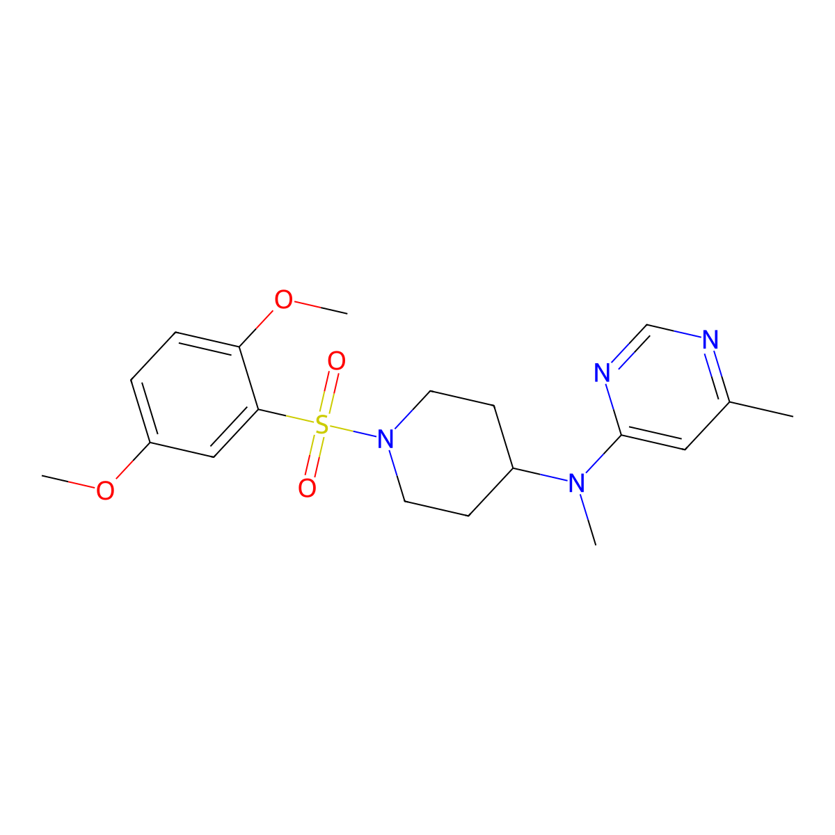 N-[1-(2,5-dimethoxybenzenesulfonyl)piperidin-4-yl]-N,6-dimethylpyrimidin-4-amine molecular structure, CAS 2380098-67-7
