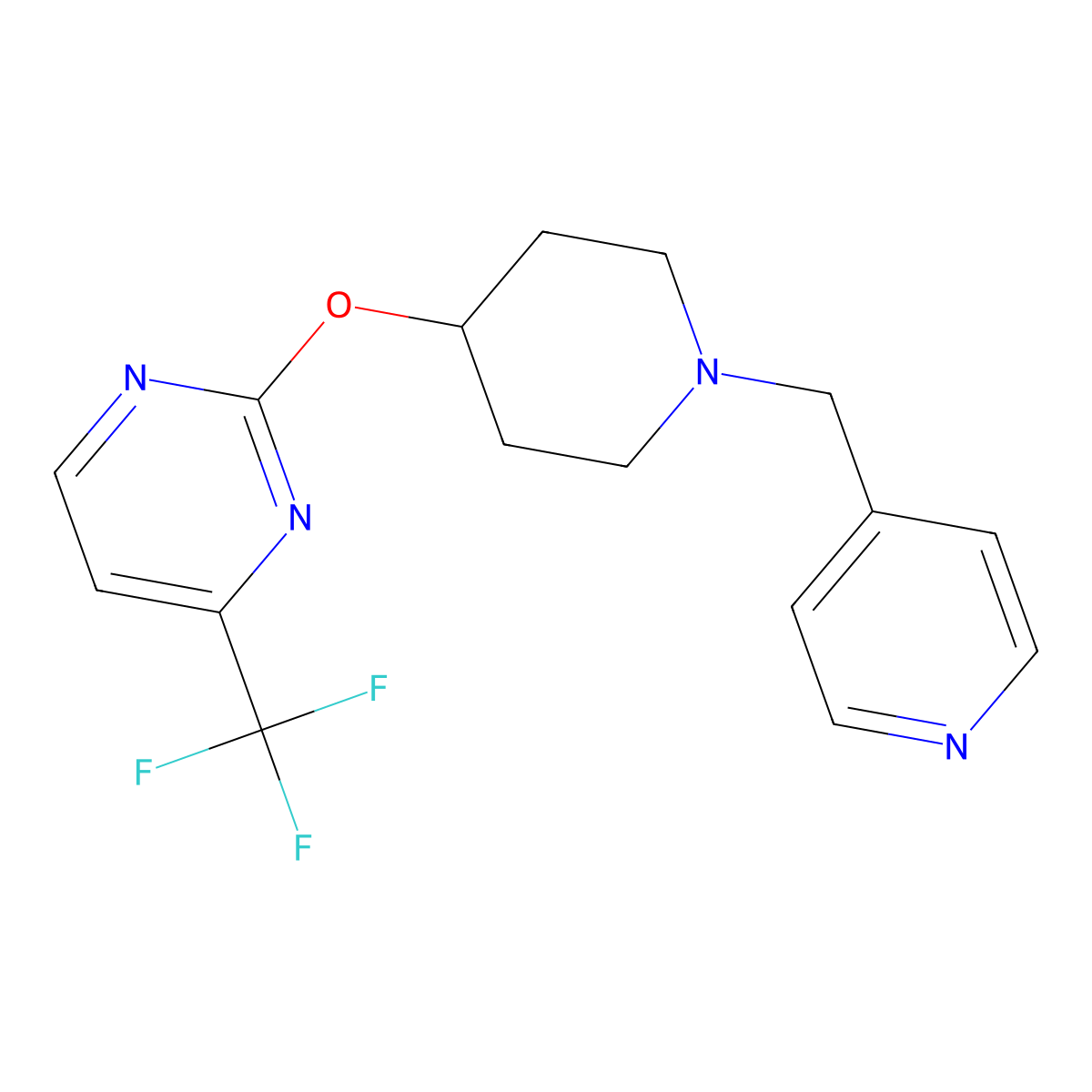 2-({1-[(Pyridin-4-yl)methyl]piperidin-4-yl}oxy)-4-(trifluoromethyl)pyrimidine molecular structure, CAS 2380098-72-4