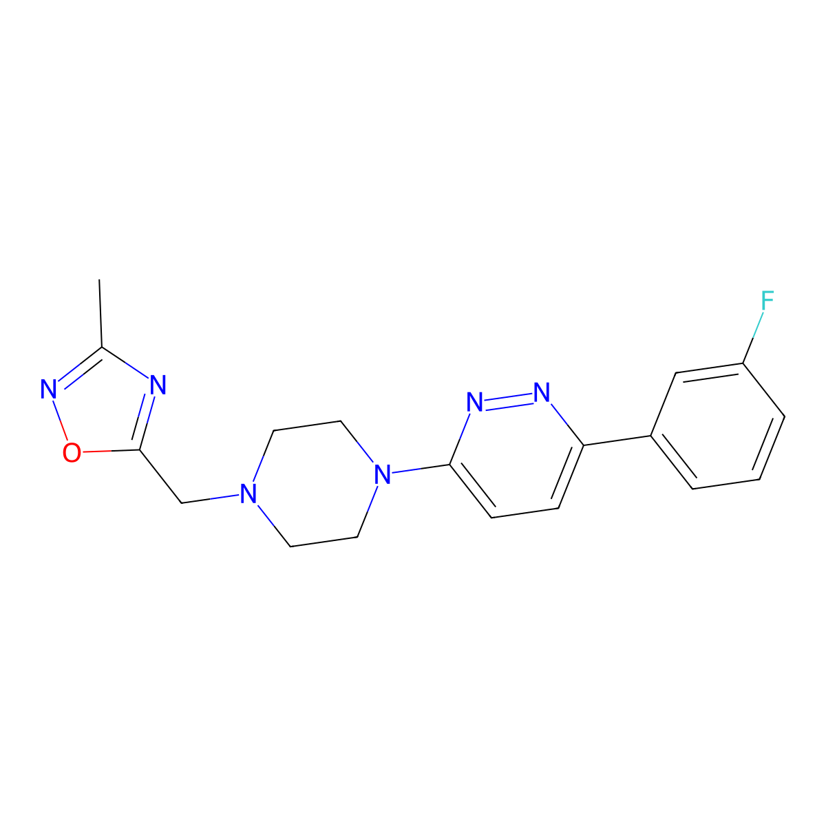 3-(3-Fluorophenyl)-6-{4-[(3-methyl-1,2,4-oxadiazol-5-yl)methyl]piperazin-1-yl}pyridazine molecular structure, CAS 2380098-79-1